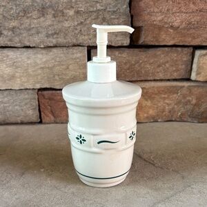Longaberger cream and green soap dispenser